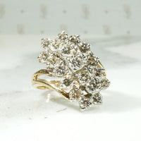 Swooping Diamond Cluster Ring in Gold