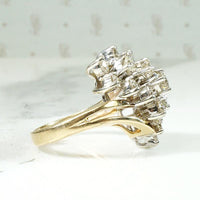 Swooping Diamond Cluster Ring in Gold