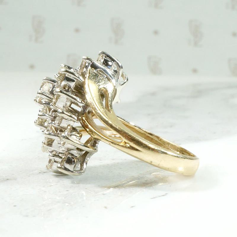 Swooping Diamond Cluster Ring in Gold