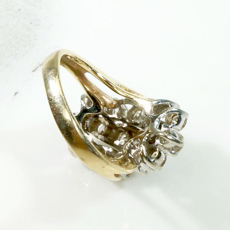 Swooping Diamond Cluster Ring in Gold