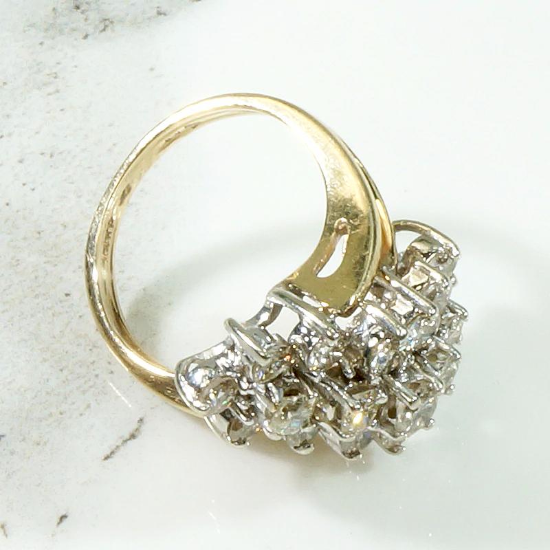 Swooping Diamond Cluster Ring in Gold