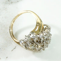 Swooping Diamond Cluster Ring in Gold