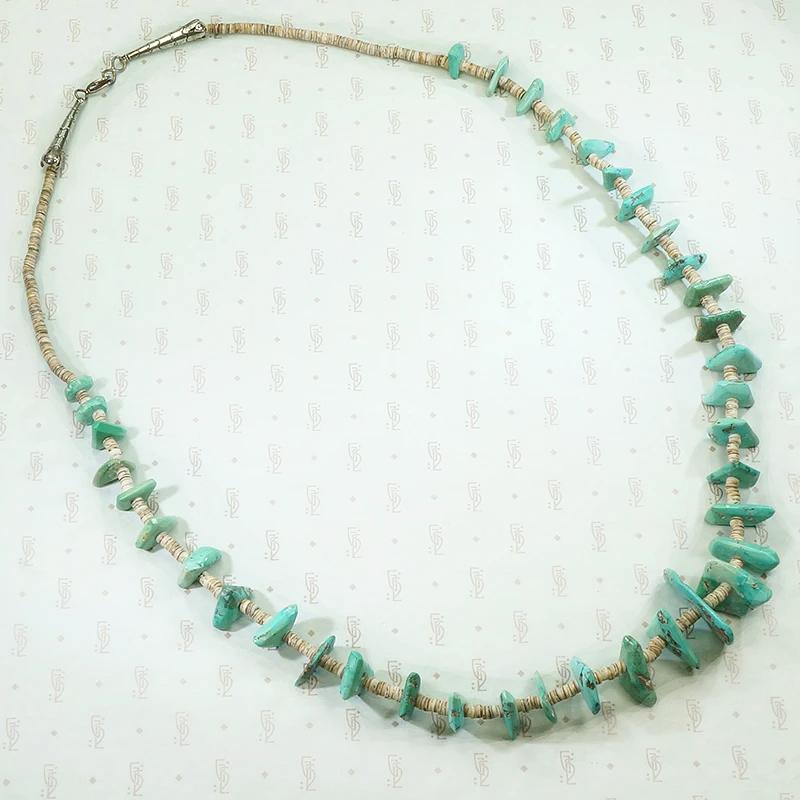 Pueblo Heishi Beads & Turquoise Tab Necklace