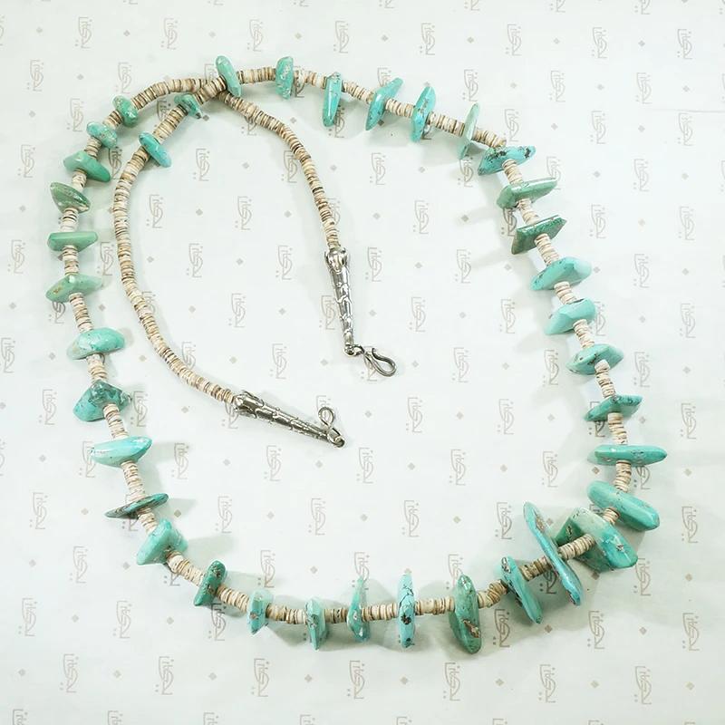 Pueblo Heishi Beads & Turquoise Tab Necklace