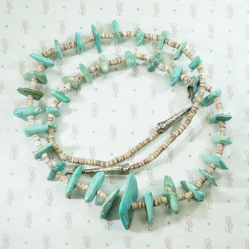 Pueblo Heishi Beads & Turquoise Tab Necklace