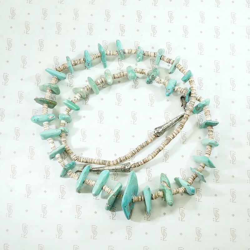 Pueblo Heishi Beads & Turquoise Tab Necklace