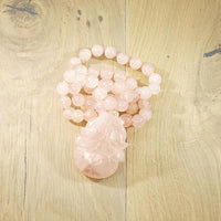 Sumptuous Carved Rose Quartz Peach Necklace