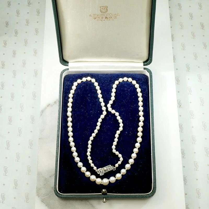 Graduated Mikimoto Pearls in Original Box