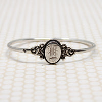 "E" for Edwardian Engraved Sterling Bangle