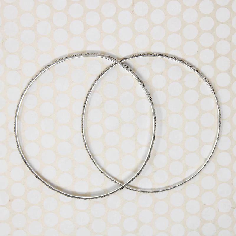 Pair of Slim Engraved Silver Bangles