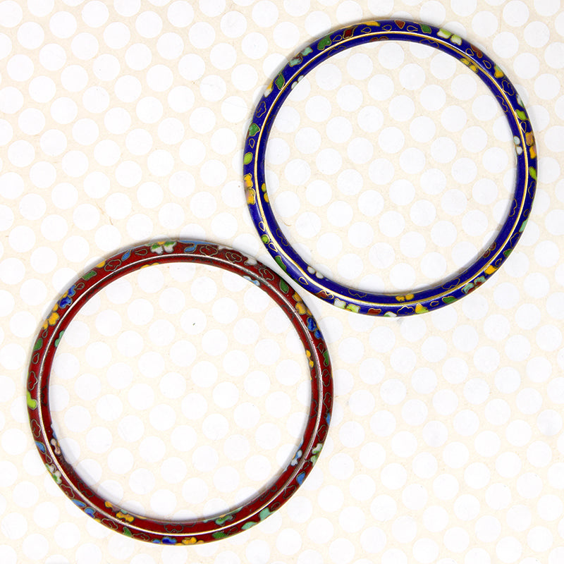 Pair of Colorful Cloisonné Enamel Bangles