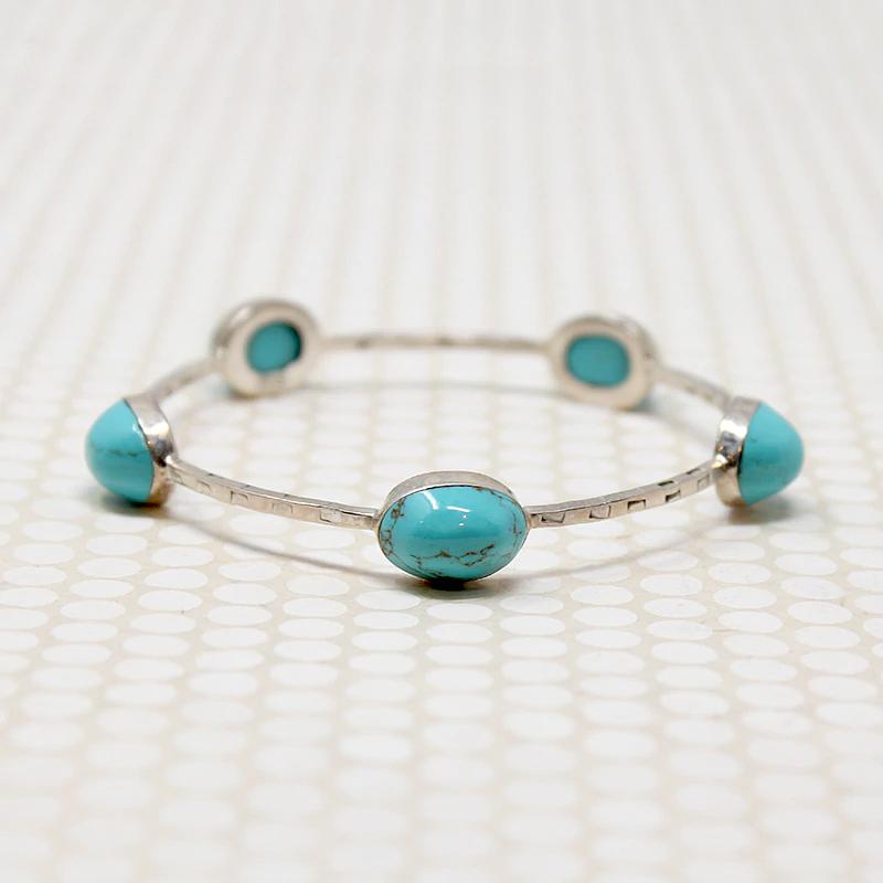 HOB Mexican Modernist Silver & Turquoise Bangle