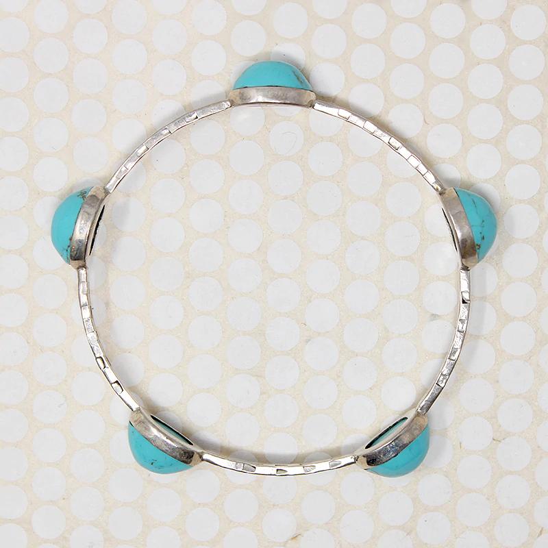HOB Mexican Modernist Silver & Turquoise Bangle