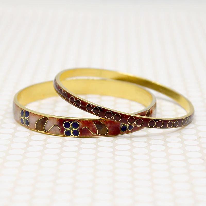 Pair of Cloisonné Enamel Bangles in Fruity Colors