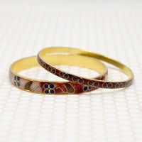 Pair of Cloisonné Enamel Bangles in Fruity Colors