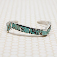 Lightning Bolt Cuff of Turquoise Inlay in Silver