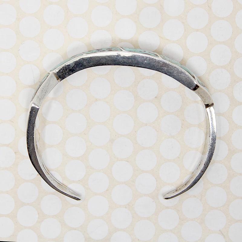 Lightning Bolt Cuff of Turquoise Inlay in Silver