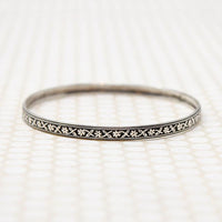 Sweet Engraved Silver Leaves & Flowers Bangle
