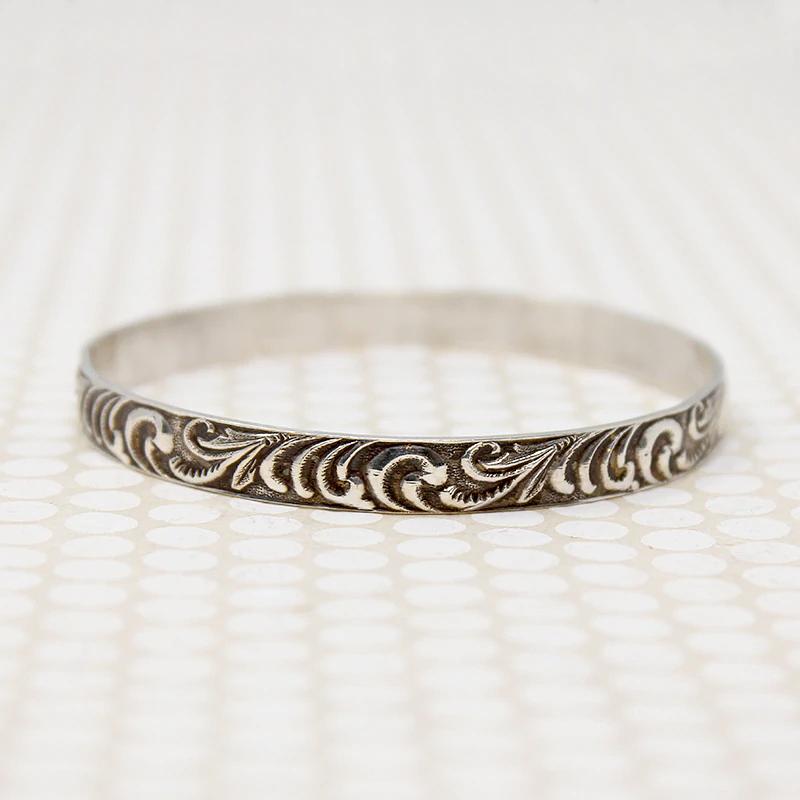 Substantial Neoclassical Sterling Silver Bangle