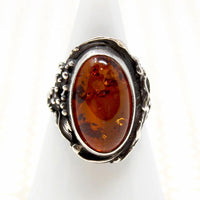 Golden Amber in Sterling Silver Ring