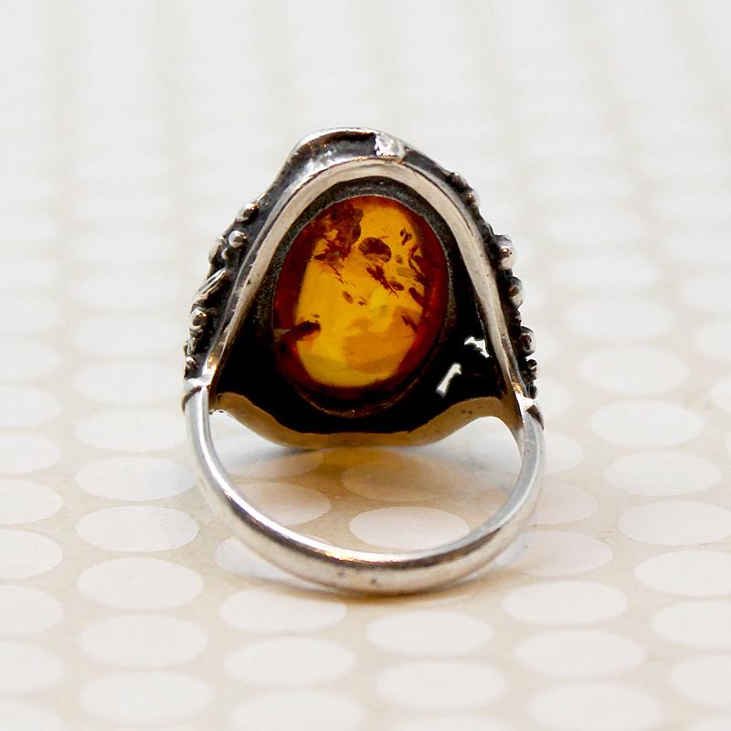 Golden Amber in Sterling Silver Ring