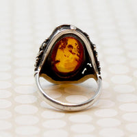 Golden Amber in Sterling Silver Ring