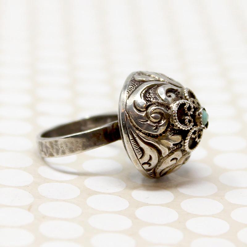 Bohemian Silver Repoussé Dome Ring