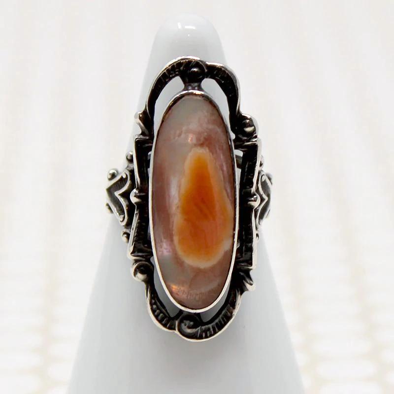 Sunset Abalone in Edwardian Sterling Ring