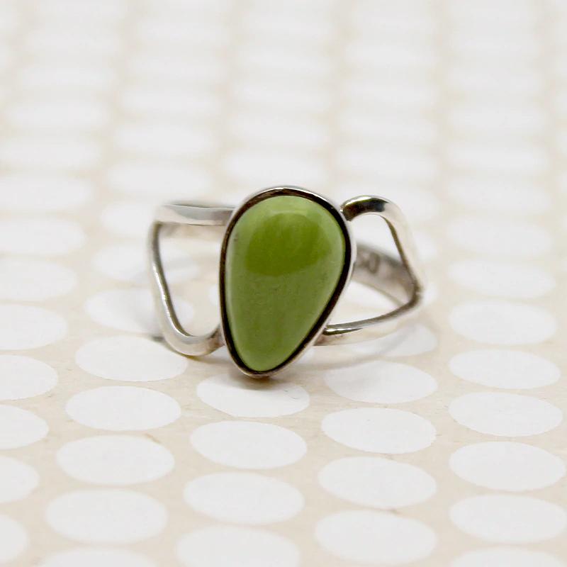 Olive Green Turquoise in Sterling Ring