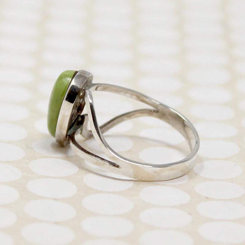 Olive Green Turquoise in Sterling Ring