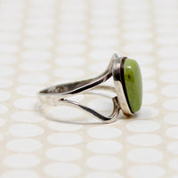 Olive Green Turquoise in Sterling Ring