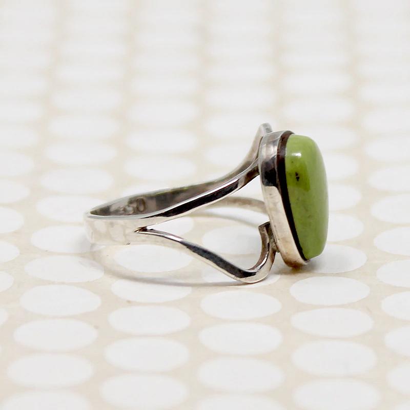 Olive Green Turquoise in Sterling Ring