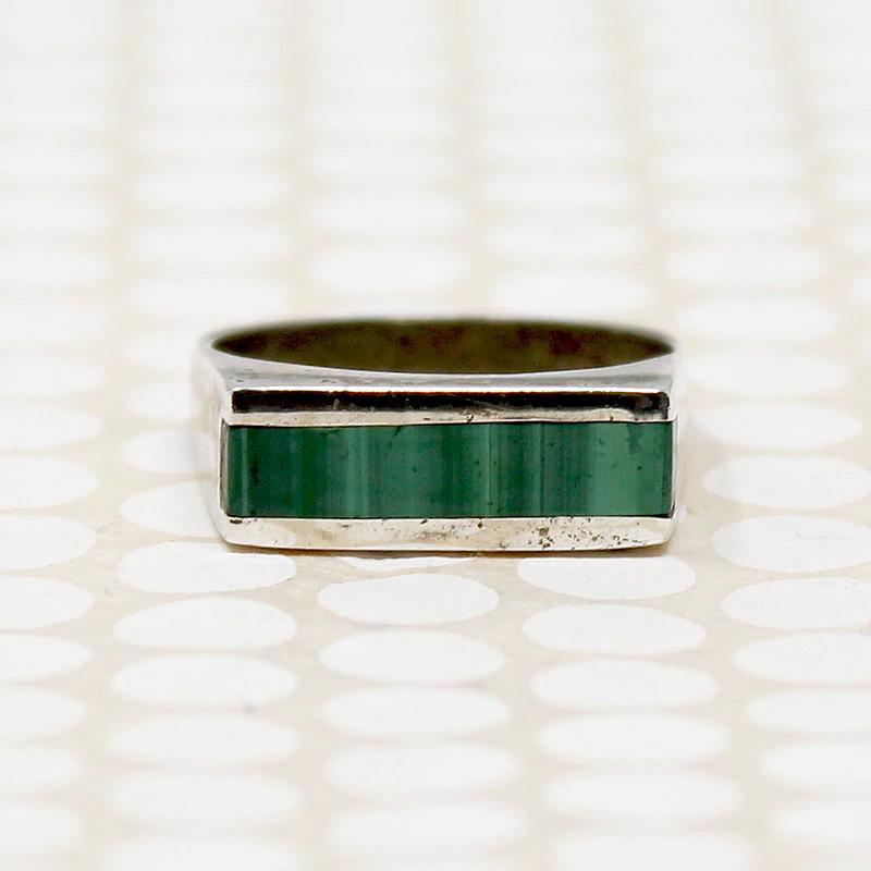 Malachite in Sterling Signet Ring