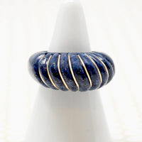 European Shrimp Ring in Gold Banded Lapis
