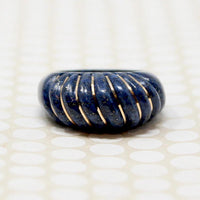 European Shrimp Ring in Gold Banded Lapis