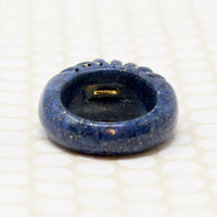 European Shrimp Ring in Gold Banded Lapis