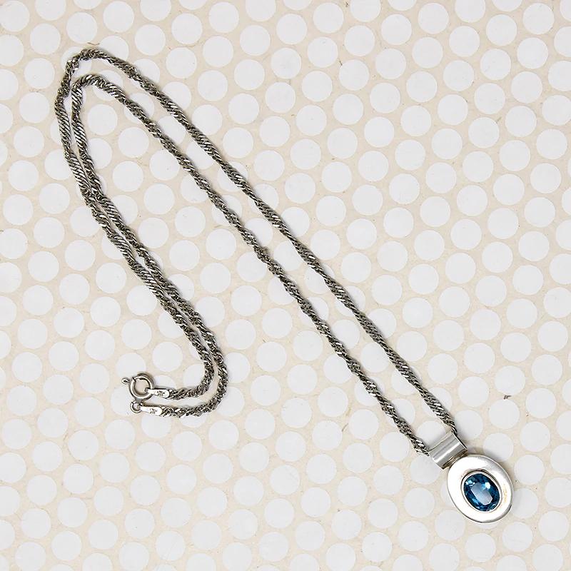 Vibrant Blue Topaz in Sterling Pendant