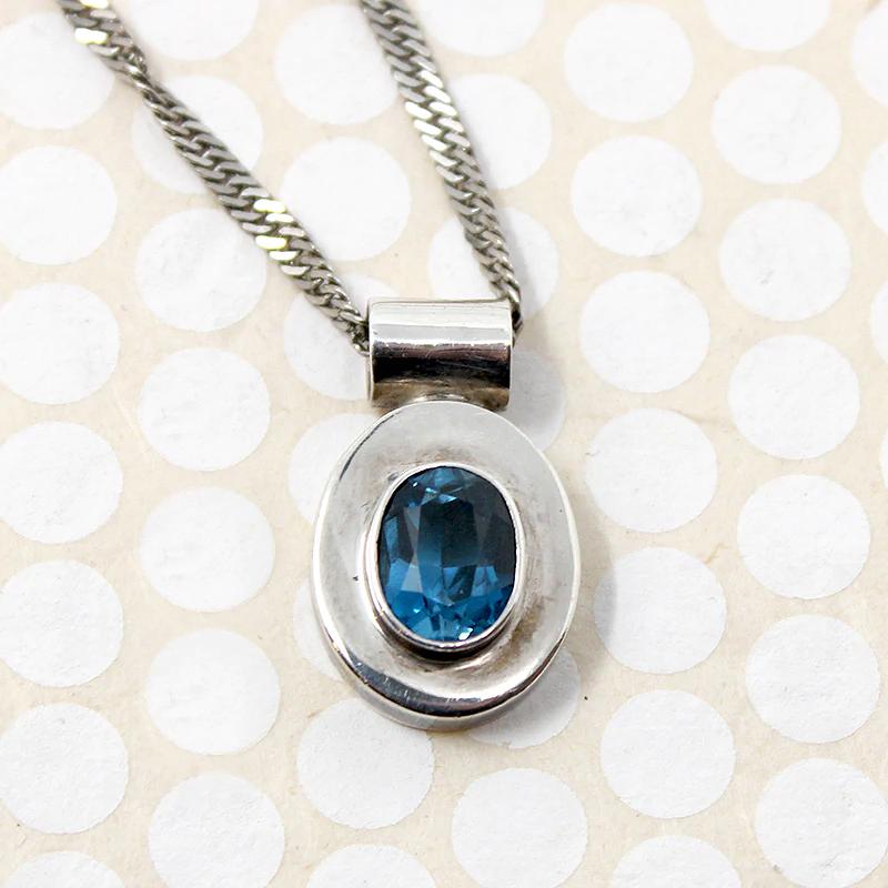 Vibrant Blue Topaz in Sterling Pendant