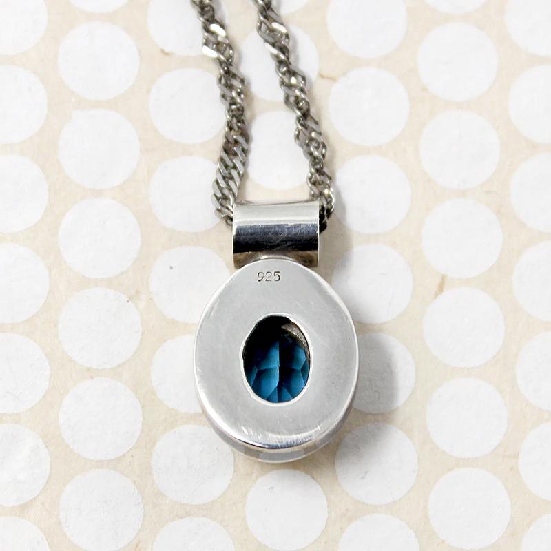 Vibrant Blue Topaz in Sterling Pendant