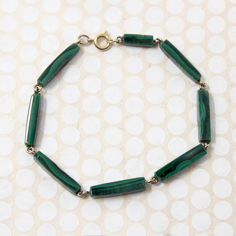 Bright Green Malachite Link Bracelet
