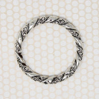 Twisted Foliate Patterned Antique Silver Bangle