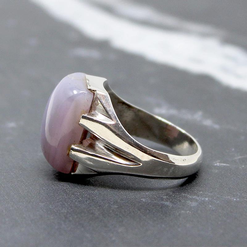Architectural Blue Agate Ring in Sterling