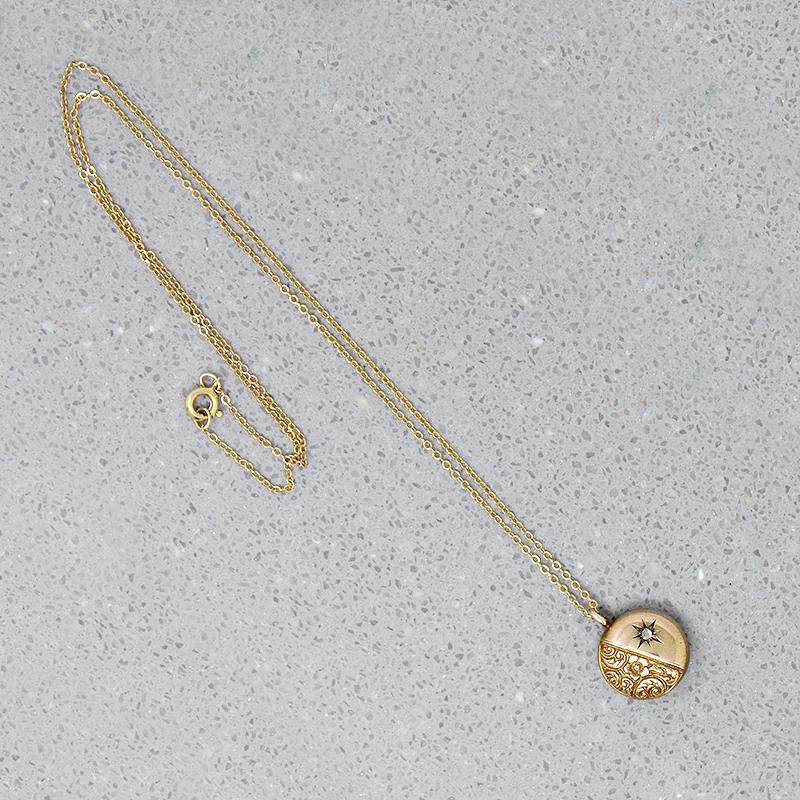 Engraved Victorian Pendant with Diamond Accent