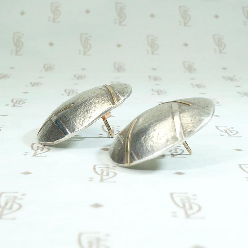 Abstract Geometry Silver Studs with Gold Accents
