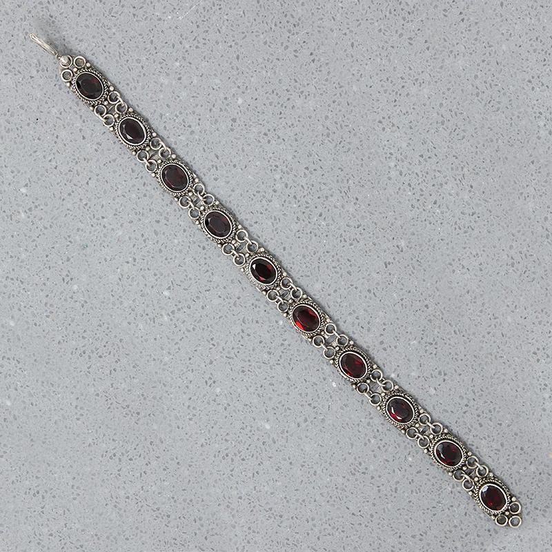 Romantic Garnet Set Sterling Silver Bracelet