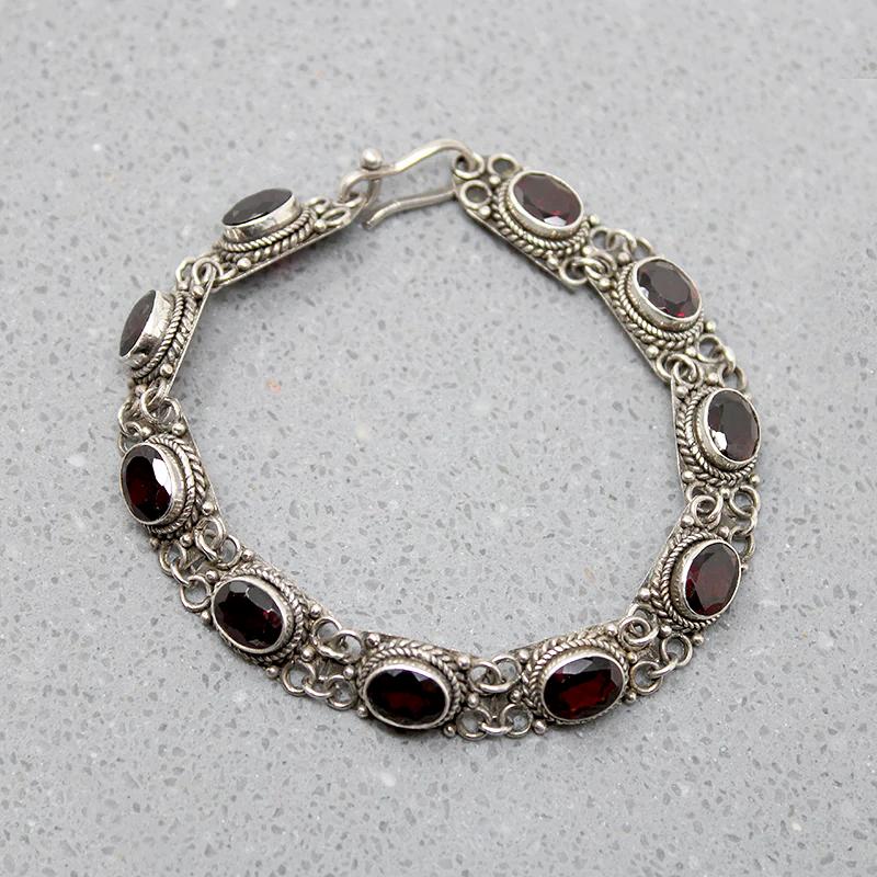 Romantic Garnet Set Sterling Silver Bracelet