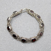 Romantic Garnet Set Sterling Silver Bracelet