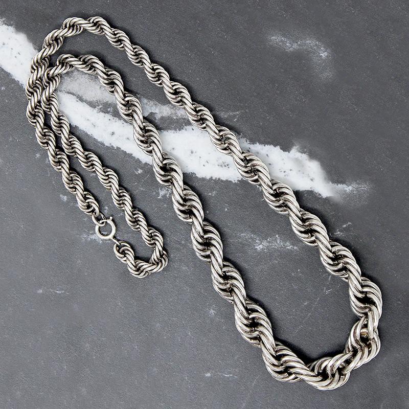 Supple & Sophisticated Graduated Silver Rope Chain