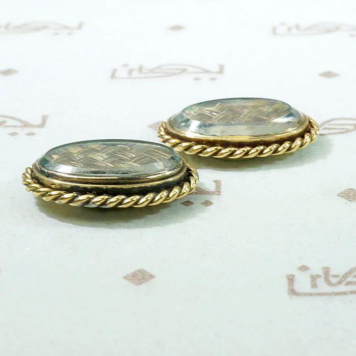 Sentimental Victorian Woven Hair Stud Earrings