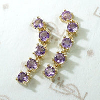 Amethysts in Gold Basket Link Dangle Earrings